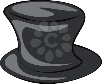 Black magician cartoon hat with which he plays tricks and pulls rabbits out of it vector color drawing or illustration 