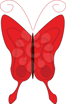 Simple catroon of a red butterfly vector illustration on white background