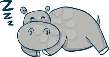 Cartoon of a sleeping grey hippo  vector illustration on white background
