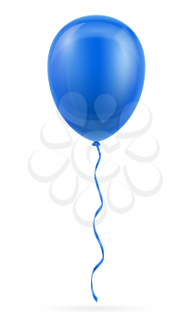 celebratory blue balloon pumped helium with ribbon stock vector illustration isolated on white background