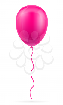 celebratory pink balloon pumped helium with ribbon stock vector illustration isolated on white background