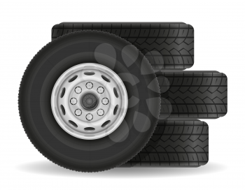 bus or truck wheel stock vector illustration isolated on white background