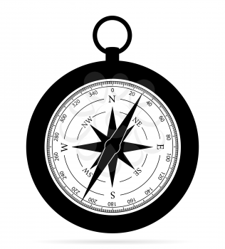 sea ​​compass to determine side of the world black outline silhouette stock vector illustration isolated on white background