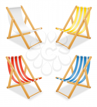 beach deck chair made of wood and fabric stock vector illustration isolated on white background
