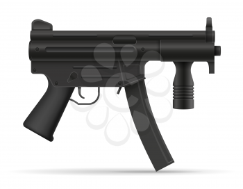 submachine machine hand gun weapons stock vector illustration isolated on white background