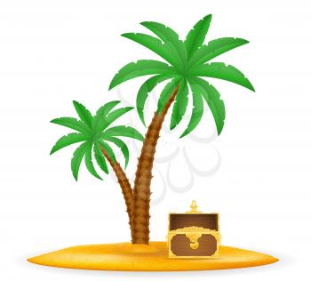 treasure chest on sand under palm tree stock vector illustration stock vector illustration isolated on white background