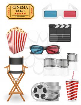 set cinema icons stock vector illustration isolated on white background