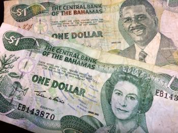 Foreign money cash bills on table bahamas