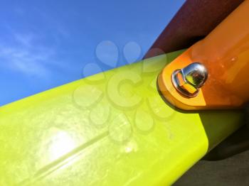 New modern Playground equipment details bolts at park school
