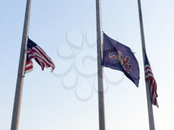 Fags at half staff in america mourning respect