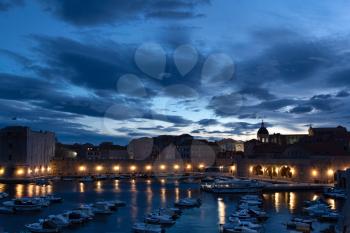 The old port and fortress of St. Ivan at dusk, Dubrovnik, Croatia