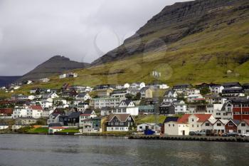 Klaksvik, Faroe Islands - August 2019: Boats in a Port in Klaksvik, the second largest town of the Faroe Islands, autonomous region of the Kingdom of Denmark