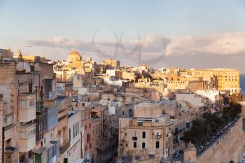 Valletta, Malta - 6 January 2020: Densely populated capital of Malta