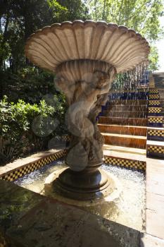 Barcelona, Spain - July 23 2013: Statue of the fountain on Passeig de jean forestier