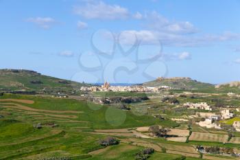 Green fields and blue sky of Gozo, Malta