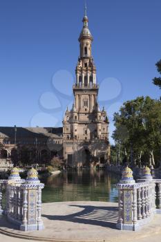 The Plaza de Espana Spain Square is a plaza in the Parque de Mara Luisa, in Seville, Spain built in 1928 for the Ibero-American Exposition of 1929