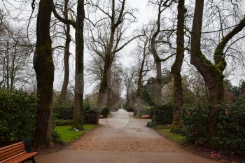 Nantes, France: 22 February 2020: Botanic garden of Nantes in winter