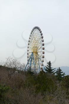 Tbilisi, Georgia - 24 March 2016: Ferris wheel at Mtatsminda mount amusement park