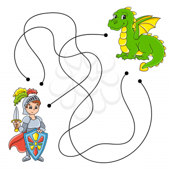 Easy maze. Labyrinth for kids. Activity worksheet. Puzzle for children. Cartoon character. Logical conundrum. Color vector illustration.