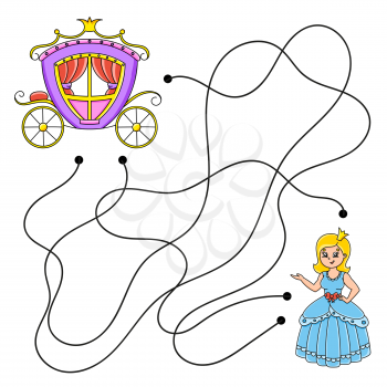 Easy maze. Labyrinth for kids. Activity worksheet. Puzzle for children. Cartoon character. Logical conundrum. Color vector illustration.