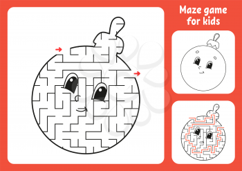 Abstract maze. Game for kids. Puzzle for children. Labyrinth conundrum. Christmas theme. Find the right path. Education worksheet. With answer.