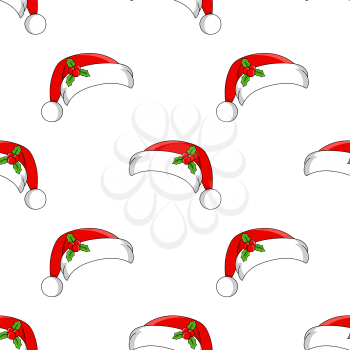Colored cartoon seamless pattern. Christmas theme. Cartoon style. Hand drawn. Vector illustration isolated on white background.