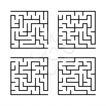 A set of square mazes for children. Simple flat vector illustration isolated on white background