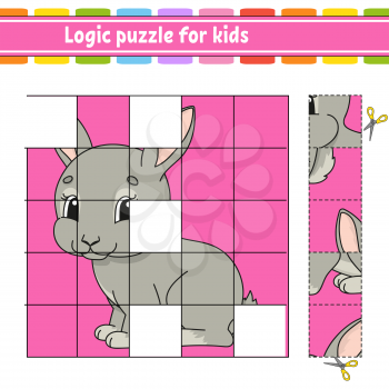 Logic puzzle for kids. Rabbit bunny animal. Education developing worksheet. Learning game for children. Activity page. Simple flat isolated vector illustration in cute cartoon style.