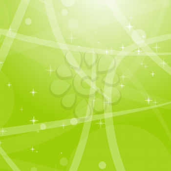 Light green abstract background with stars, circles and stripes. Flat vector illustration