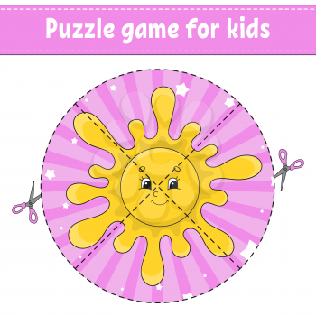 Puzzle game for kids . Education developing worksheet. Learning game for children. Activity page. For toddler. Riddle for preschool. Simple flat isolated vector illustration in cute cartoon style