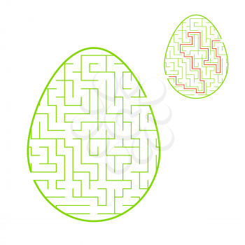 Color labyrinth egg. Kids worksheets. Activity page. Game puzzle for children. Easter holiday. Maze conundrum. Vector illustration