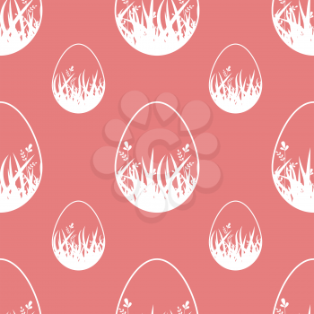 Colorful seamless pattern of Easter eggs on a red background. Simple flat vector illustration. For the design of paper wallpaper, fabric, wrapping paper, covers, web sites.