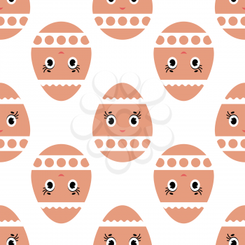 Colorful seamless pattern of sweet Easter eggs on a light background. Simple flat vector illustration. For the design of paper wallpapers, fabric, wrapping paper, covers, web site design.