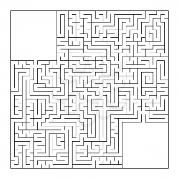 A huge square labyrinth with an entrance and an exit. Simple flat vector illustration isolated on white background. With a place for your drawings