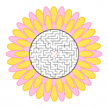 Labyrinth in the form of an abstract flower silhouette. Simple flat vector illustration isolated on white background