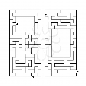 A set of two rectangular labyrinths. Simple flat vector illustration isolated on white background. With a place for your image