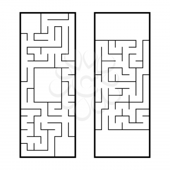 A set of two rectangular labyrinths. An interesting and useful game for preschoolers. Easy puzzle. Simple flat vector illustration isolated on white background