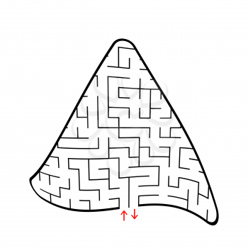 Abstract colored triangular labyrinth. Black color on a white background. An interesting game for children. Vector illustration