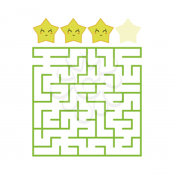A colored square labyrinth with an entrance and an exit. Difficulty level. Lovely toon. Simple flat vector illustration isolated on white background