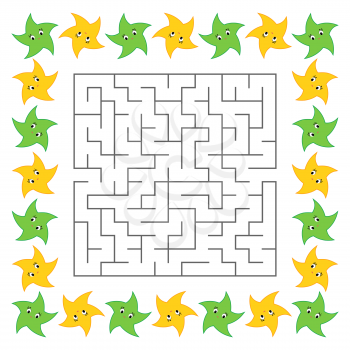 Abstract square maze. Game for kids. Puzzle for children. Cute cartoon star. Labyrinth conundrum. Vector illustration.