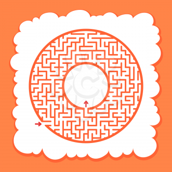 Color round labyrinth. Game for kids. Puzzle for children. One entrance, one exit. Labyrinth conundrum. Flat vector illustration. With place for your image