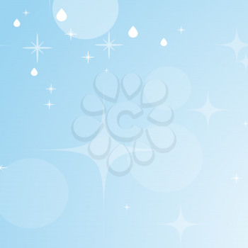 Light blue abstract background with stars and bokeh. Beautiful sky. Simple flat vector illustration