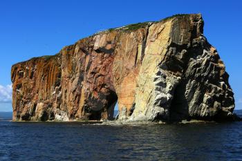 Beautiful view of The Rocher Perce in Perce city, gaspesie in Quebec province. 