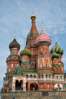 Close up of the Cathedral of Vasily the Blessed also known as Saint Basil's Cathedral, is a church in the Red Square in Moscow, Russia