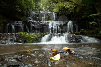 Purakaunui waterfalls in south island in New Zealand