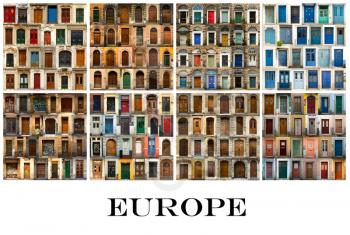 A collage of 8 different places in Europe and around presented in a white border with name Europe