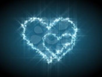 Royalty Free Video of Glowing Blue Hearts