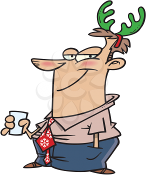 Royalty Free Clipart Image of a Man Wearing Antlers