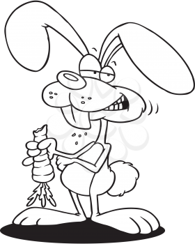 Royalty Free Clipart Image of a Bunny Eating a Carrot