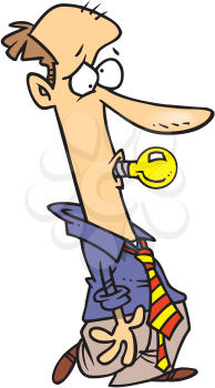 Royalty Free Clipart Image of a Man With a Lightbulb in His Mouth